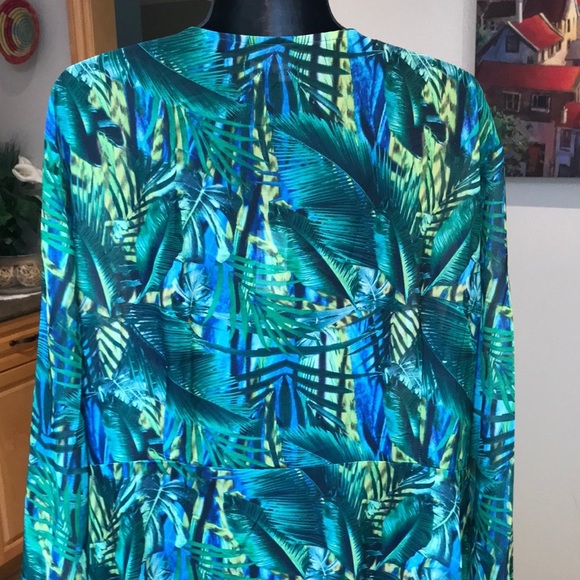 New Green Long Kimono Tropical Leaf Print XL By Pretty Little Thing - Picture 9 of 13